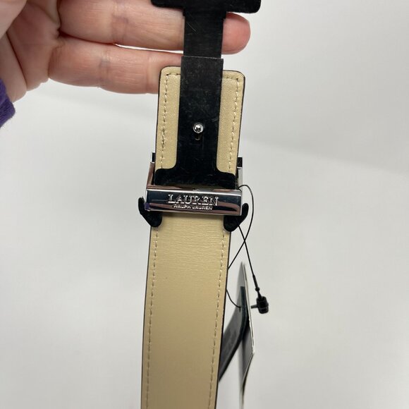 NWT Lauren Ralph Lauren Reversible Women's Logo Belt Spring Sand Dune Size M - Picture 7 of 10